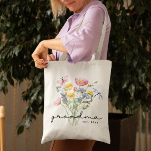 Grandma Wildflower Elegant Minimalist  Tote Bag