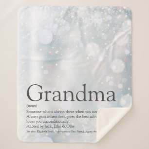 Grandma Winter Holiday Snowflakes Definition Sherpa Blanket