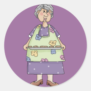 Grandma with Cookies Design Classic Round Sticker