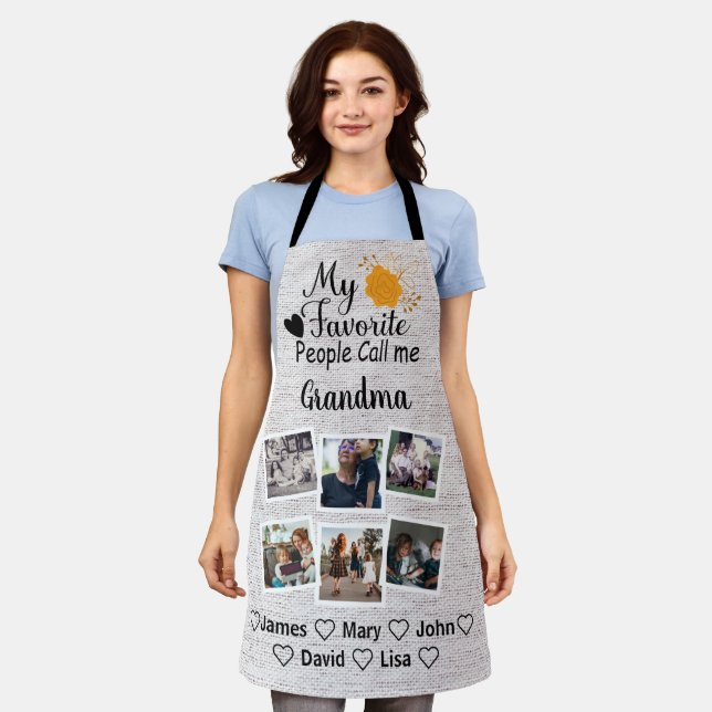 Grandma with names and photos of the grandkids apron (Worn)