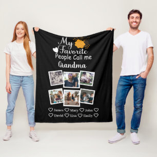 Grandma with names and photos of the grandkids fleece blanket