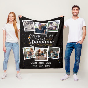Grandma with names and photos of the grandkids fleece blanket
