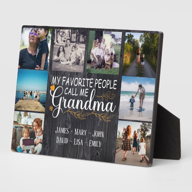 Grandma with names and photos of the grandkids plaque (Side)