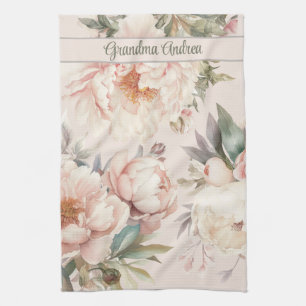 Grandma Women's Cooking Baking Watercolor Floral Tea Towel