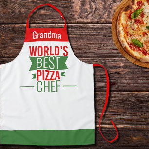 Grandma -World's Best Pizza Chef - red white green Apron