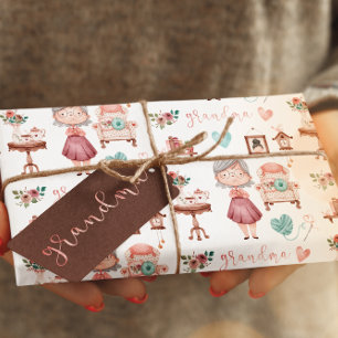 Grandma Wrapping Paper Flat Sheet Set of 3