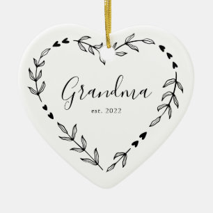 Grandma Year Est Christmas Ceramic Ornament