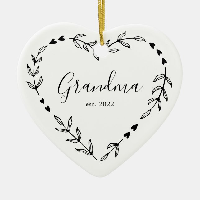 Grandma Year Est Christmas Ceramic Ornament (Front)