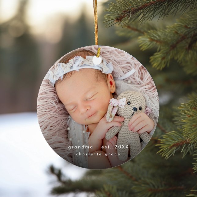 Grandma Year Established Baby Keepsake Ceramic Ornament (Creator Uploaded)