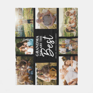 Grandma You are the Best Modern Photo Collage Fleece Blanket