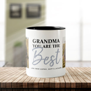 Grandma You are the Best Modern Photo Collage Two-Tone Coffee Mug