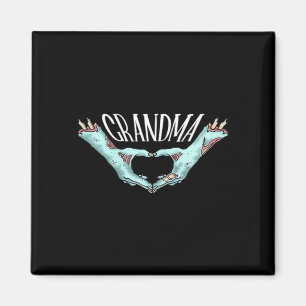 Grandma Zombie Hand Heart Halloween Costume Family Magnet