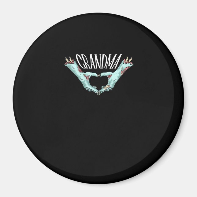 Grandma Zombie Hand Heart Halloween Costume Family Magnet (Front)