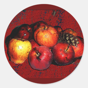 Grandmals Bunches of Apples Sticker- Red Classic Round Sticker