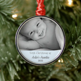 Grandma's 1st Christmas Personalised Name Photo Metal Ornament