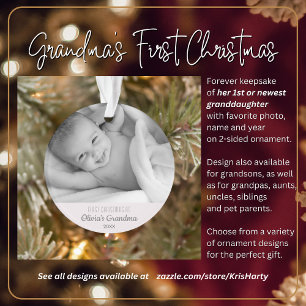 Grandma's 1st Christmas Personalized Photo Name Ornament