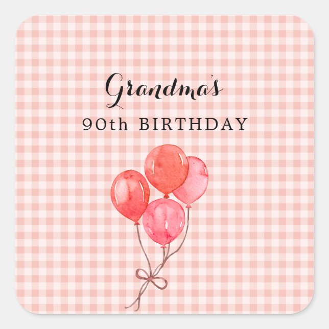 Grandma's 90th Birthday Square Sticker (Front)