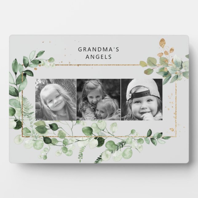 Grandma's Angels Eucalyptus Foliage 3 Photo Plaque (Front)