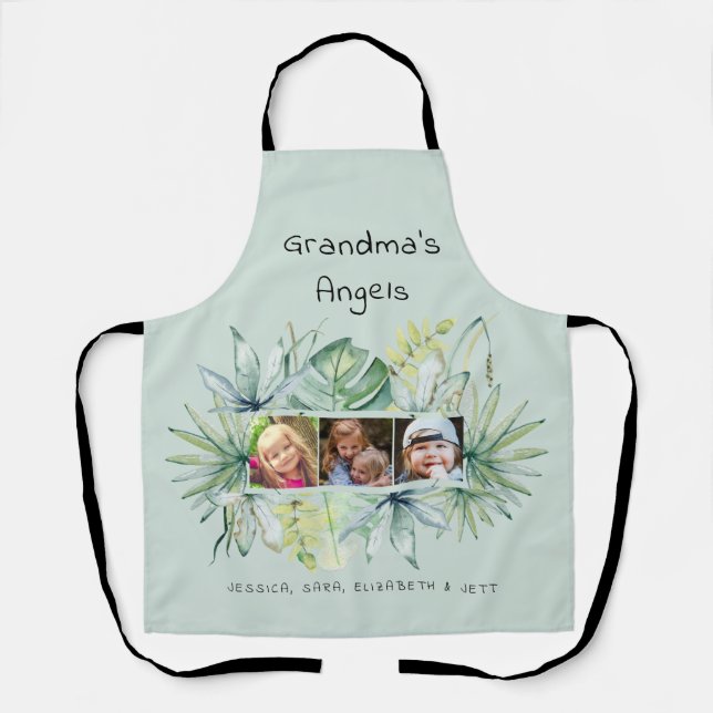 Grandma's Angels Tropical Collage Photo Apron (Front)