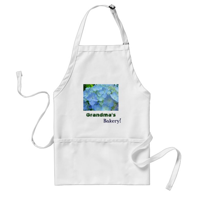 Grandma's Bakery! apron Blue Hydrangea Flowers (Front)