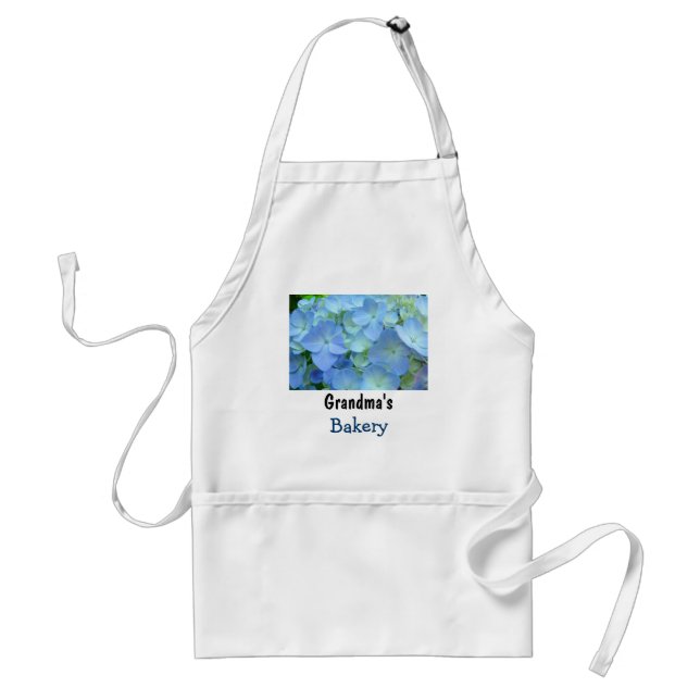Grandma's Bakery aprons Blue Floral Hydrangeas (Front)
