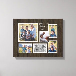 Grandmas Blessings Family Photo Collage Script Canvas Print