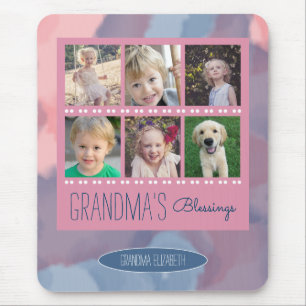 Grandma's Blessings   Photo Collage Pink Mouse Pad