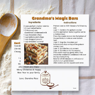 Grandma's Chocolate Chip Cookie Bar Recipe Card