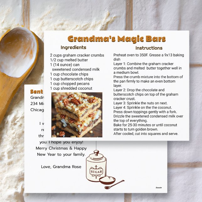 Grandma's Chocolate Chip Cookie Bar Recipe Card (Creator Uploaded)