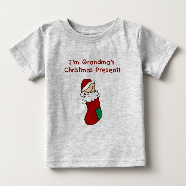 Grandma's Christmas Present Baby T-Shirt (Front)