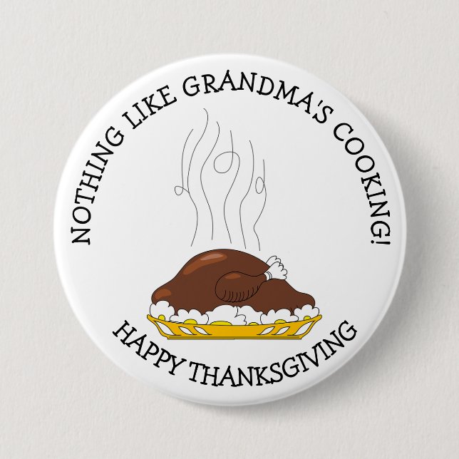 Grandma's Cooking Thanksgiving Day Button (Front)