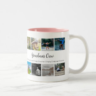 Grandma's Crew Custom 8 Photo Grid    Two-Tone Coffee Mug