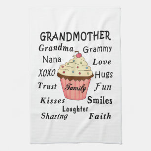 Grandma's Cupcakes For Grandmothers Tea Towel