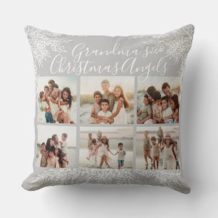 Grandma's Custom Elegant Christmas Photo Collage Cushion