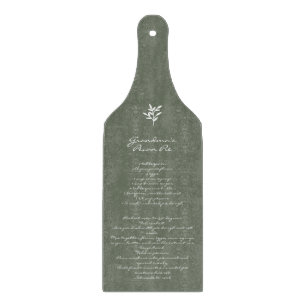Grandma's Family Recipe Keepsake Custom Green Cutting Board