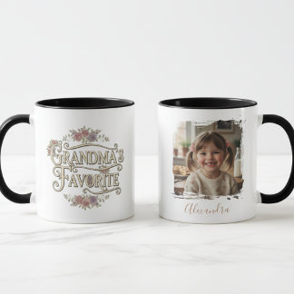 Grandma's Favorite Floral Typography Photo Mug