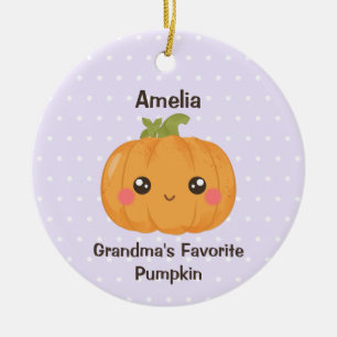 Grandma's Favourite Pumpkin Custom Grandchild Name Ceramic Ornament