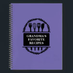 Grandma's Favourite Recipes Baking Cooking Recipe Notebook<br><div class="desc">Grandma's Favourite Recipes. An elegant recipe notebook for a grandmother to fill in and give to their granddaughter or grandson. Complete the notebook with your family favourite recipes for her or him to treasure as a keepsake. The text of the cooking design is customisable and can be personalised with your...</div>