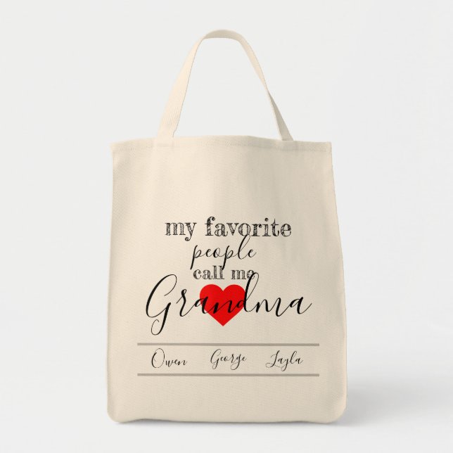 Grandma's favourite Tote (personalised with Bag (Front)