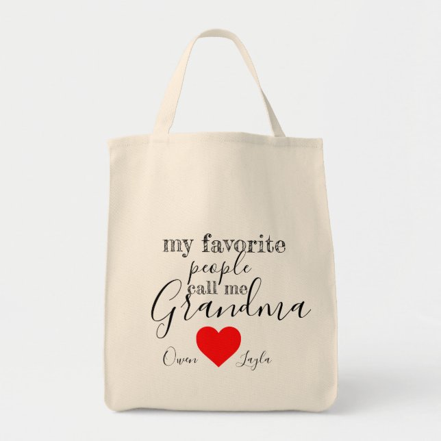 Grandma's favourite Tote (personalised with names) Bag (Front)
