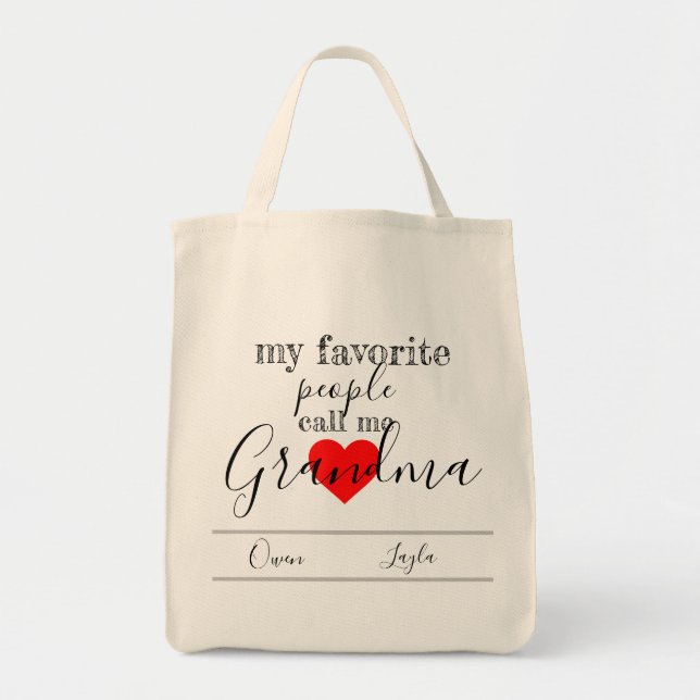 Grandma's favourite Tote (personalised with names) Bag (Front)