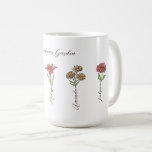 Grandma's Flower Garden 5 Grandkids Name Floral Coffee Mug<br><div class="desc">This Grandma's Garden Flower and Grandkids Name custom design is a delightful blend of vintage charm and personalised warmth. It is the perfect addition to any grandmother's haven, bringing the beauty of a botanical garden right into her home. Featuring a stunning vintage flower illustration that captures the essence of grandma's...</div>