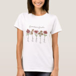 Grandma's Flower Garden 5 Grandkids Name Floral T-Shirt<br><div class="desc">This Grandma's Garden Flower and Grandkids Name custom design is a delightful blend of vintage charm and personalised warmth. It is the perfect addition to any grandmother's haven, bringing the beauty of a botanical garden right into her home. Featuring a stunning vintage flower illustration that captures the essence of grandma's...</div>