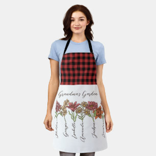 Grandma's Flower Garden 6 Grandkids Name Floral Apron