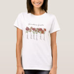 Grandma's Flower Garden 6 Grandkids Name Floral T-Shirt<br><div class="desc">This Grandma's Garden Flower and Grandkids Name custom design is a delightful blend of vintage charm and personalised warmth. It is the perfect addition to any grandmother's haven, bringing the beauty of a botanical garden right into her home. Featuring a stunning vintage flower illustration that captures the essence of grandma's...</div>
