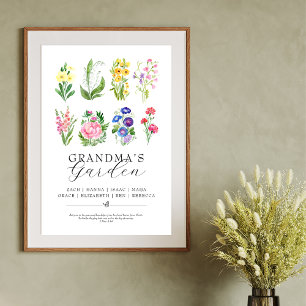 Grandma's Garden Birth Month Flowers Keepsake  Poster