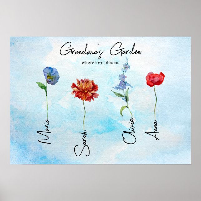 Grandmas Garden | Custom Personalised Family Art  Poster (Front)