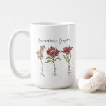 Grandma's Garden Flower 3 Grandkids Name Floral Coffee Mug<br><div class="desc">This Grandma's Garden Flower and Grandkids Name custom design is a delightful blend of vintage charm and personalised warmth. It is the perfect addition to any grandmother's haven, bringing the beauty of a botanical garden right into her home. Featuring a stunning vintage flower illustration that captures the essence of grandma's...</div>