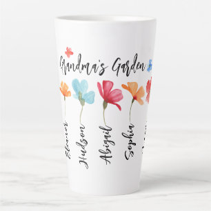 Grandma's Garden Flower Grandkid Name Latte Mug