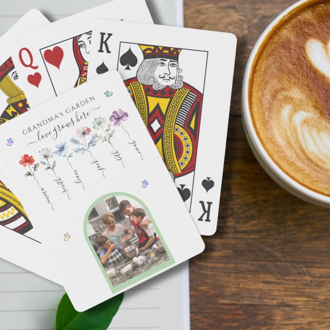 Grandma's garden with grandkids names Watercolor Playing Cards (Creator Uploaded)